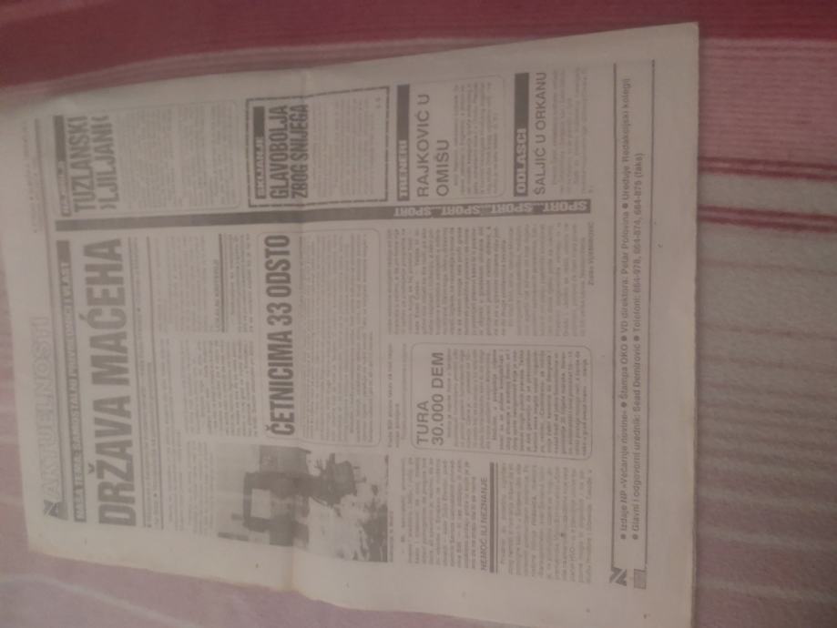 VECERNJE NOVINE RATNO IZDANJE 06 VELJACA 1993 GODINE RIJETKO