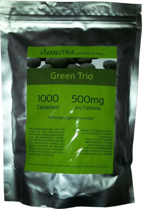 Green Trio 1000 tableta (spirulina, klorela, zelena magma)