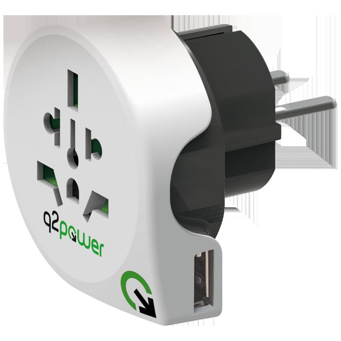 Adapter q2power za EU utičnicu (SAD, UK, Japan, Australija) s USBom