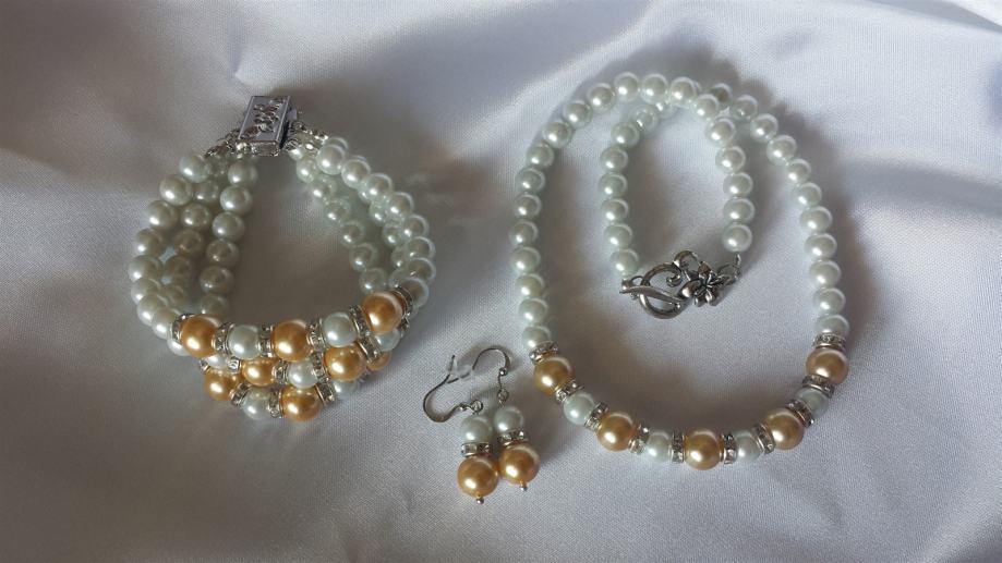 Komplet nakita za svadbu i ostale prigo, ogrlica, narukvica i naušnice