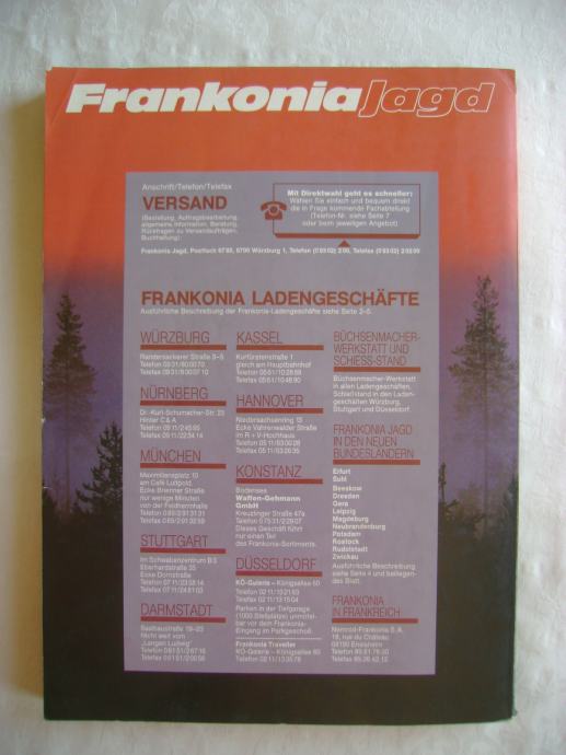Frankonia Jagd godišnji katalog 1991./1992. oružje i lovačka oprema
