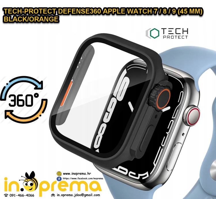 APPLE WATCH 7 8 9 45 MM MASKICA ZASTITA KALJENO STAKLO MASKA 360 45MM