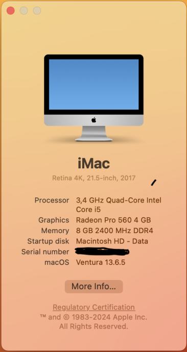iMac Retina 4K, 21.5", 2017