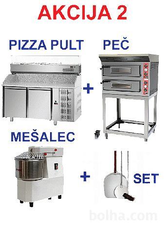 oprema za pizzu; pizza peć+pizza pult+mikser+set lopatica