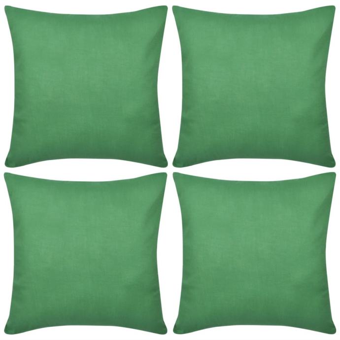 4 Zelene Jastučnice Pamuk 80 x 80 cm - NOVO