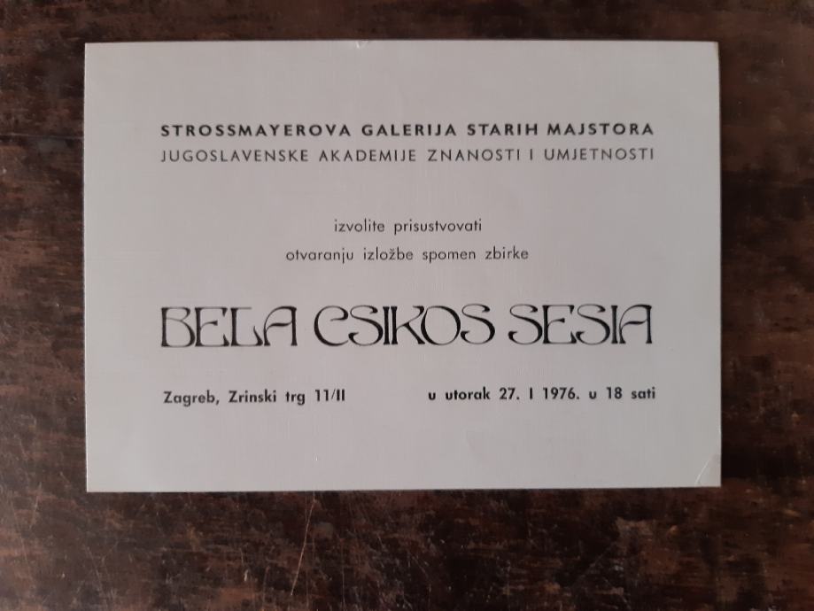 pozivnica za izložbu Bela Csikos Sesia
