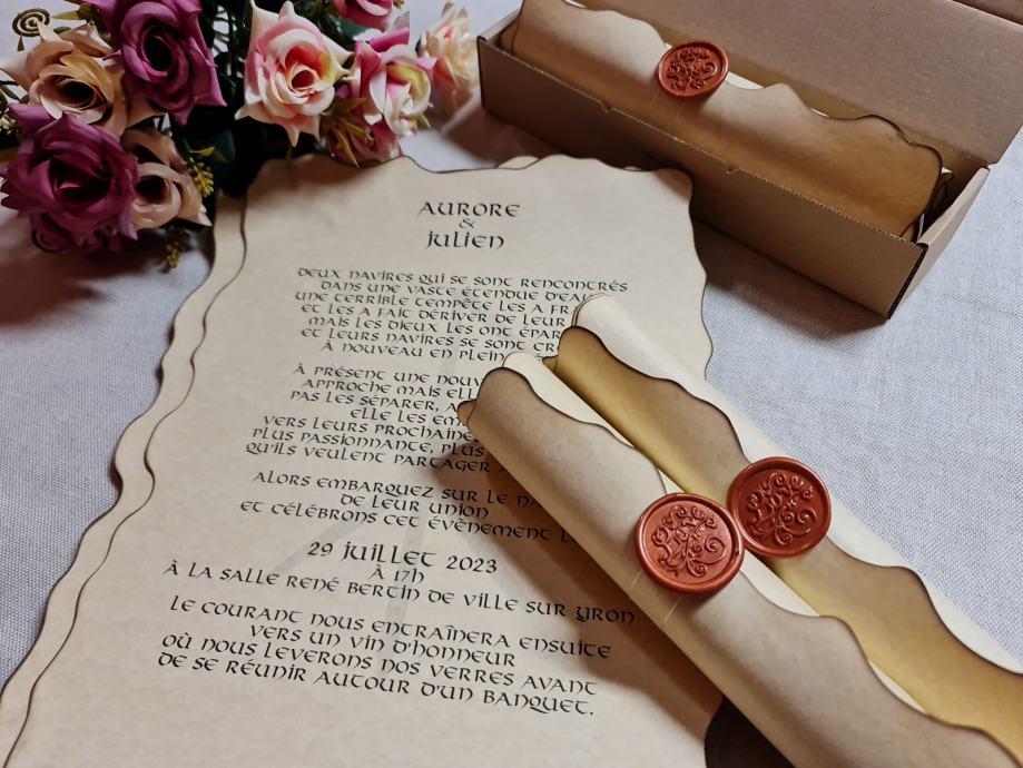 Vintage pozivnice za vjenčanje, pečat od voska