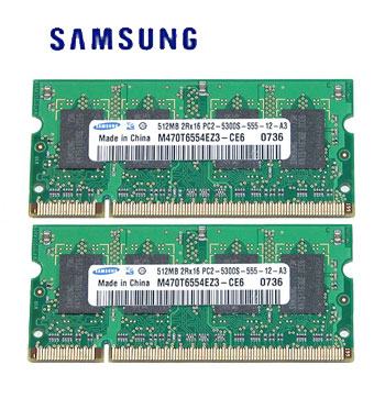2x1GB Samsung PC2-5300 667mhz DDR2 SODIMM M470T2953EZ3-CE6