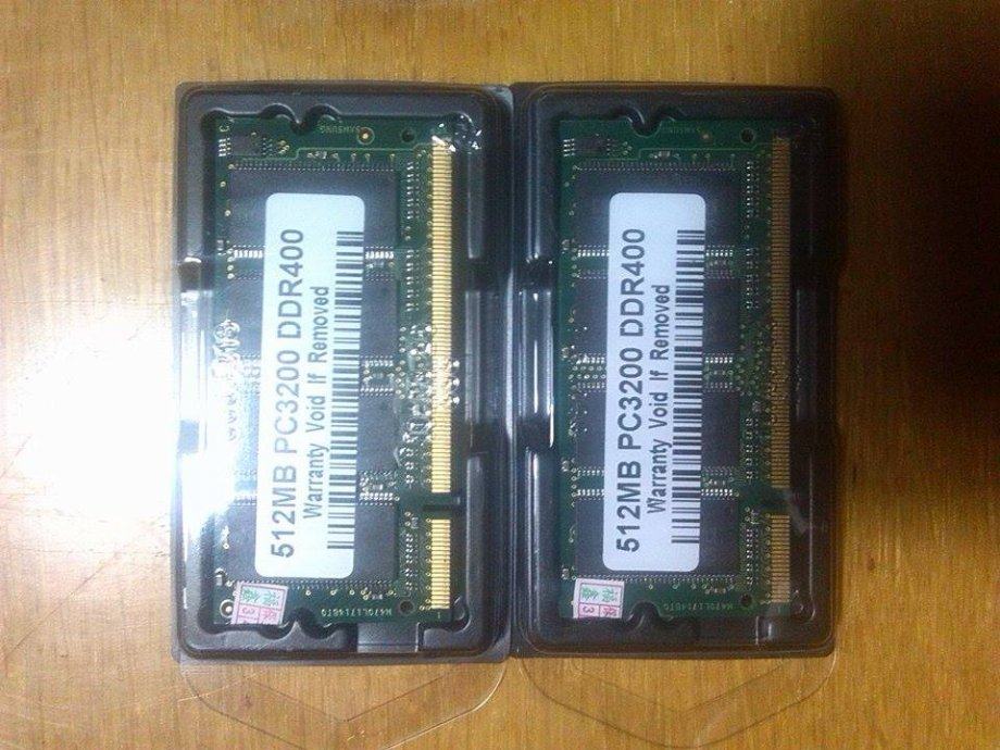 Prodajem 2x 512MB DDR1 400MHz memoriju za laptop - garancija!!!