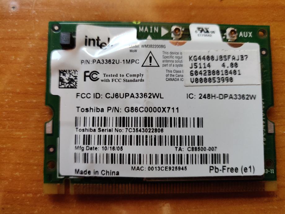 WIFI modul Toshiba 802.11b/g Combo MiniPCI WLAN Module