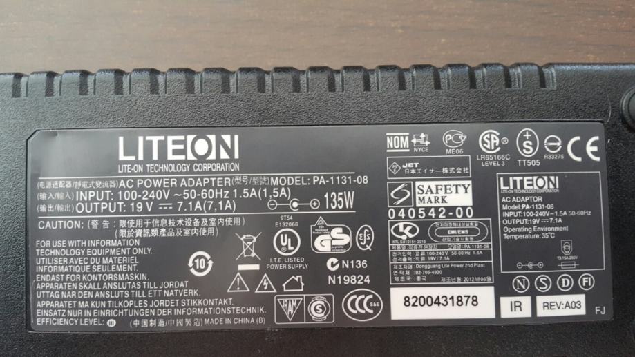 Acer V VN Aspire punjač adapter LITEON 135W PA-1131-08 OSIJEK