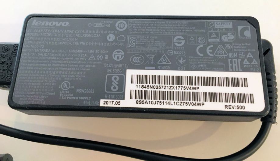 FSKE 65W 20V 3.25A Alientatore Caricabatterie Portatile per Lenovo PA