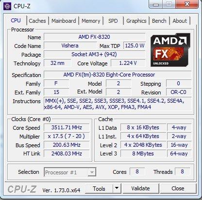 AMD FX-Series FX-8320 3.5GH