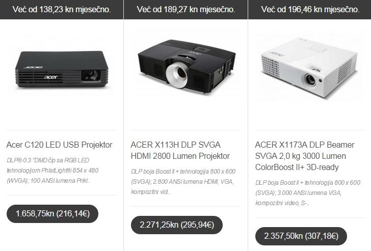 Acer C120 LED USB Projektor NOVI/ IZDAVANJE R1/ VEĆ OD 138KN / MJ.