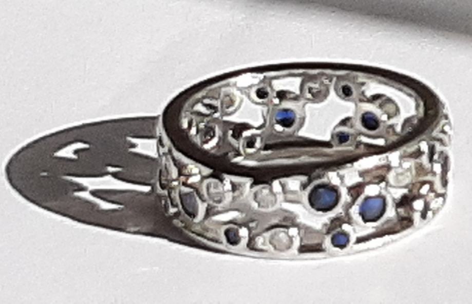 2+1 gratis!Poseban srebrni prsten s plavim i prozirnim cirkonima, 19mm