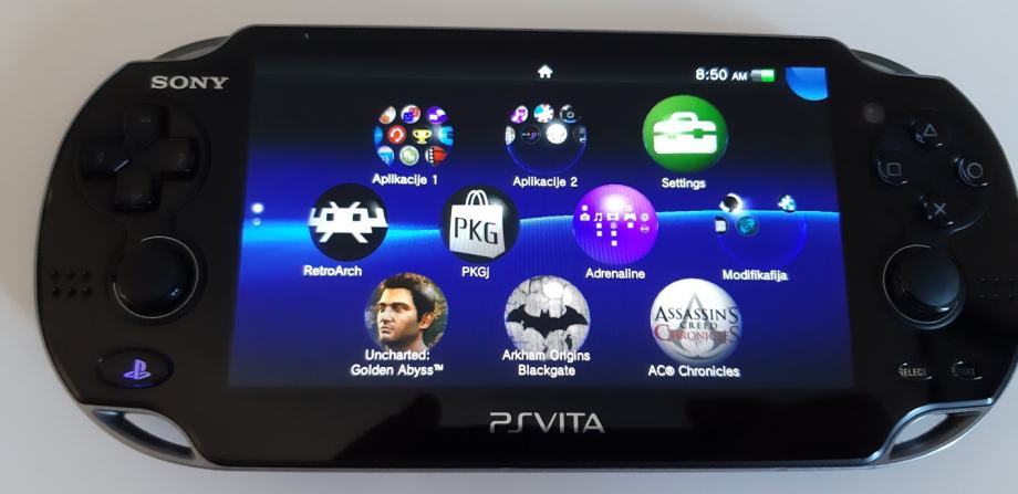 PS Vita OLED 1004, modifikacija, oprema, 64gb, 35 igrica na kartici