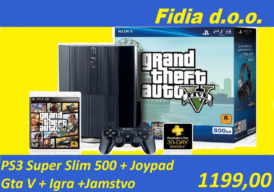 ⭐️⭐️ PS3 SUPER SLIM 500 GB + Gta V + IGRA  ⭐️⭐️