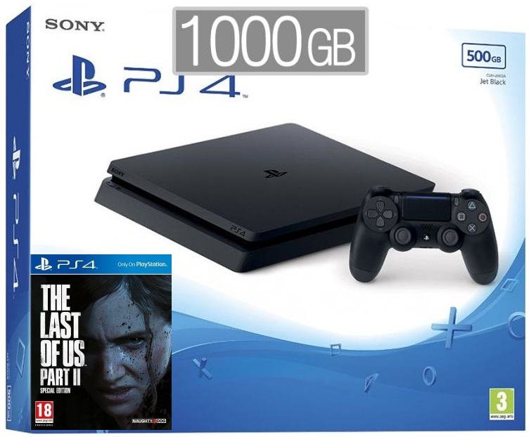 PlayStation 4 Slim 1000GB + Last Of Us Part 2 (PS 4 Slim 1TB - novo)
