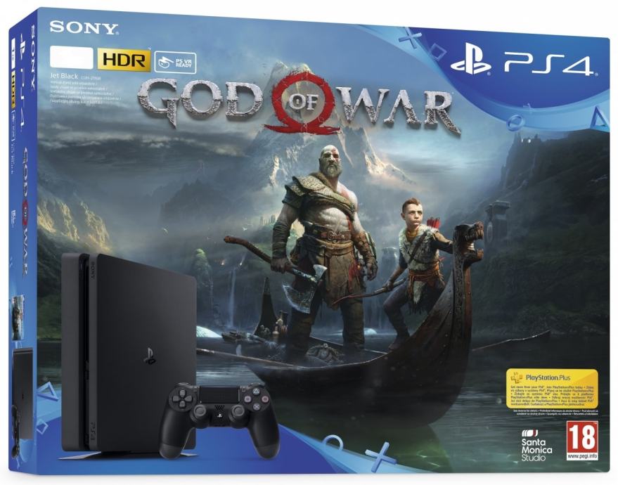 PlayStation 4 Slim 500GB (PS 4 - novo) HDR + VR Ready + God Of War