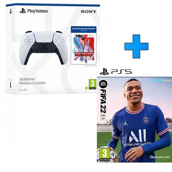 FIFA 22 PS5 + PS5 Dualsense Wireless Controller +NBA2K22 Jumpstart kod