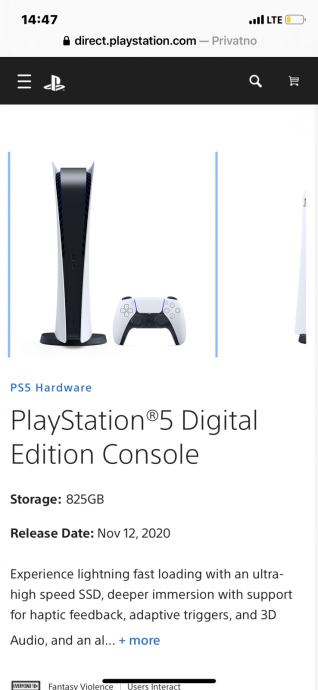 Sony PlayStation 5, PS5, 825GB SSD, Blu-Ray Edition+2kontrolera