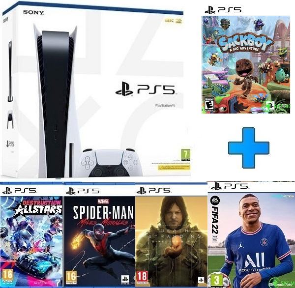 PlayStation 5 Sony Disc Edition bijeli + 5 igara,novo u trgovini,račun