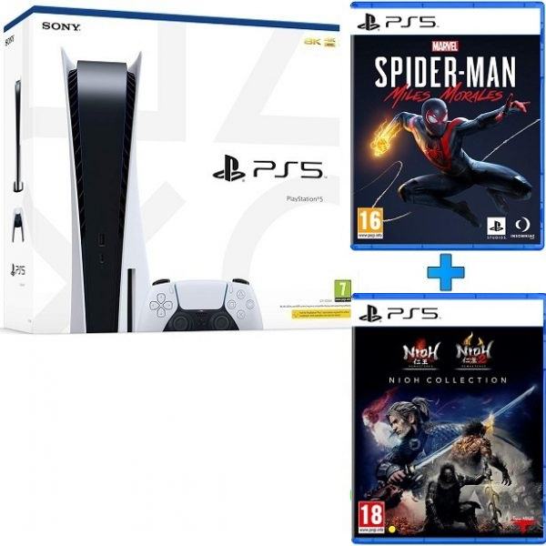 PS5 Sony PlayStation 5 + 2igre Spid+Nioh,novo u trgovini,račun,gar 1g