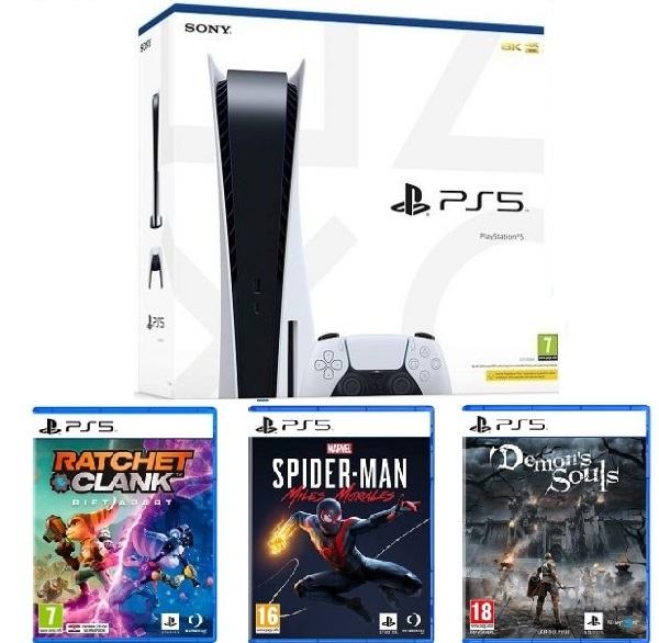 PS5 Sony PlayStation 5 + 3igre Ratc+Demon,novo u trgovini,račun,gar 2g