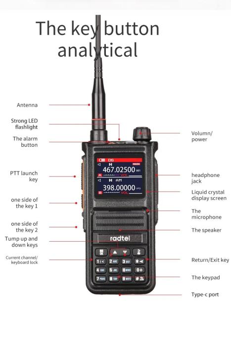 Talkie-Walkie Radtel RT-470X Multi-bandes 256CH - Idéal pour