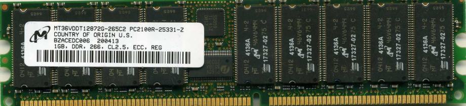 1GB Micron 266mhz CL2.5 ECC REG DDR DIMM MT36VDDT12872G-265C2