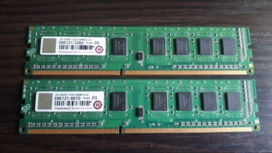 2x2GB(4GB) TRANSCEND DDR3 1333mhz DIMM CL9