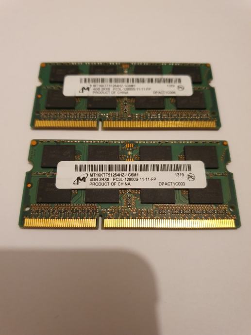 8 GB SO-DIMM RAM MICRON DDR3L - 2x4 GB -1600 MHz -12800