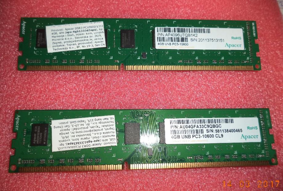 Barette Mémoire Kingston DDR3 8G (2x4Gb) KVR13N9S8/4 Pc3-10600 1333Mhz