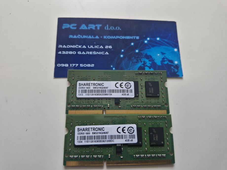 8GB (2x4GB) DDR3, PC3L 12800S, 1600 MHz, SODIMM, Račun / R1 / Jamstvo