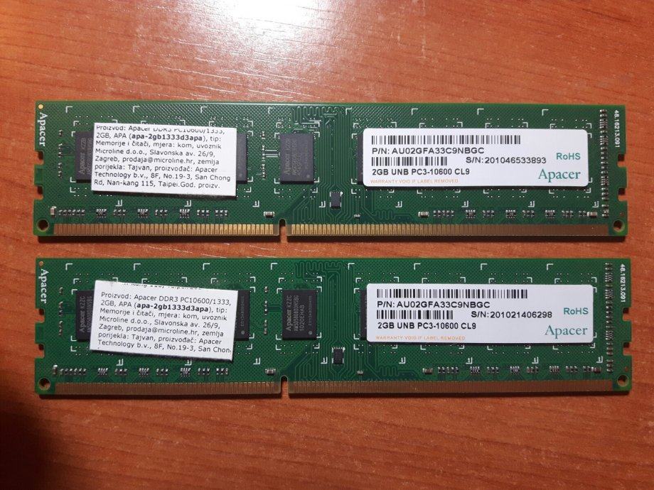 RAM - 2 x 4 GO GB RAM PC3-10600 (DDR3-1333) APACER 76.B163G.C5A0C - Accessoires informatique