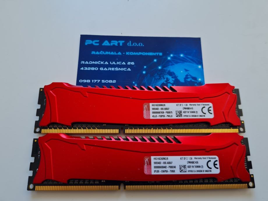 Barrette RAM HyperX Savage 8 Go DDR3 1600 MHz PC3-12800U - HX316C9SR/8 - Occasion