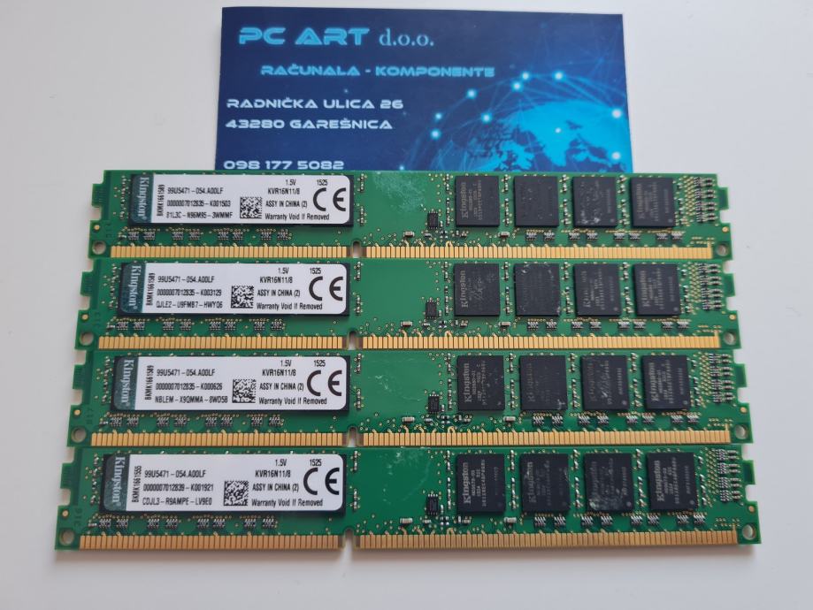 Kingston KVR16N11/8 32GB (4X8GB) DDR3, PC3 12800, 1600 MHz Račun /R1