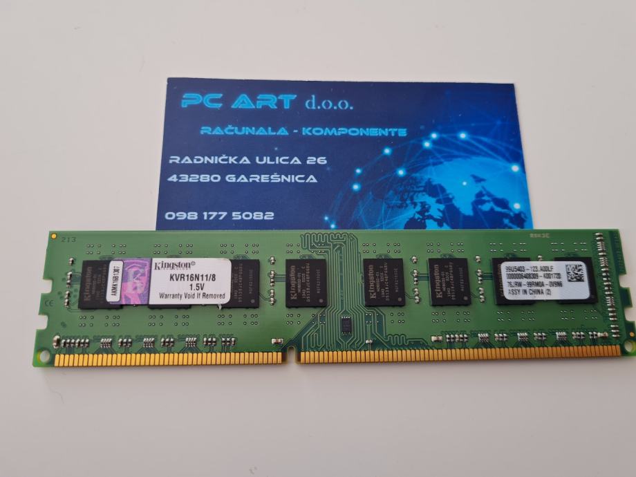 Kingston KVR16N11/8 DIMM DDR3 PC3-12800U 1600 Mhz de perfil bajo 1,5 V CL11
