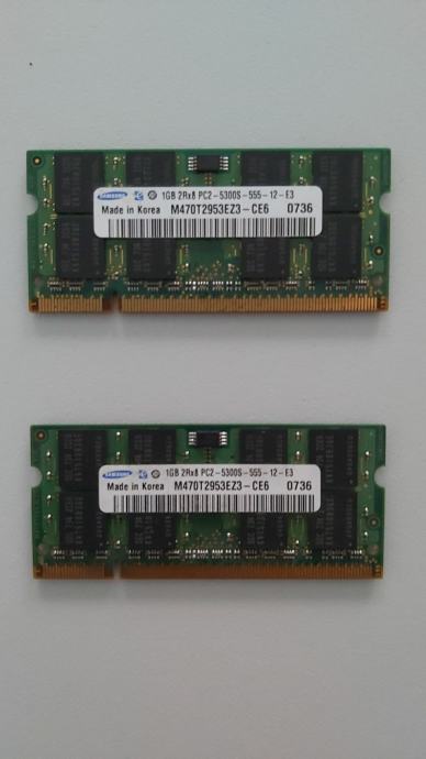 Memorija DDR2 za laptop 2×1GB 667MHz