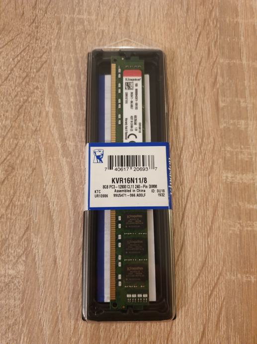 Memorija Kingston DDR3 8GB 1600MHz, KVR16N11/8