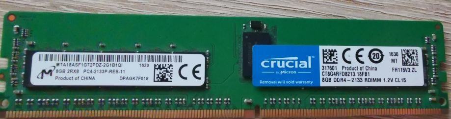 Micron 8GB 2RX8 PC4-2133P 2133Mhz PC4-17000 288Pin RAM | Novo | R1 rač