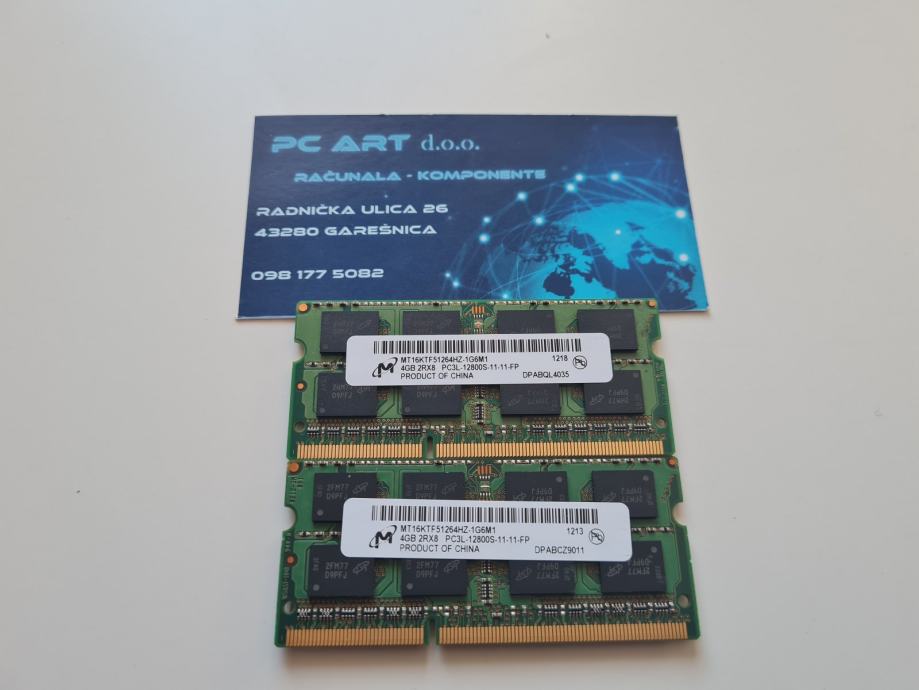 Micron 8GB (2x4GB) DDR3, PC3L 2Rx8 12800S, 1600 MHz, SODIMM, Račun/ R1