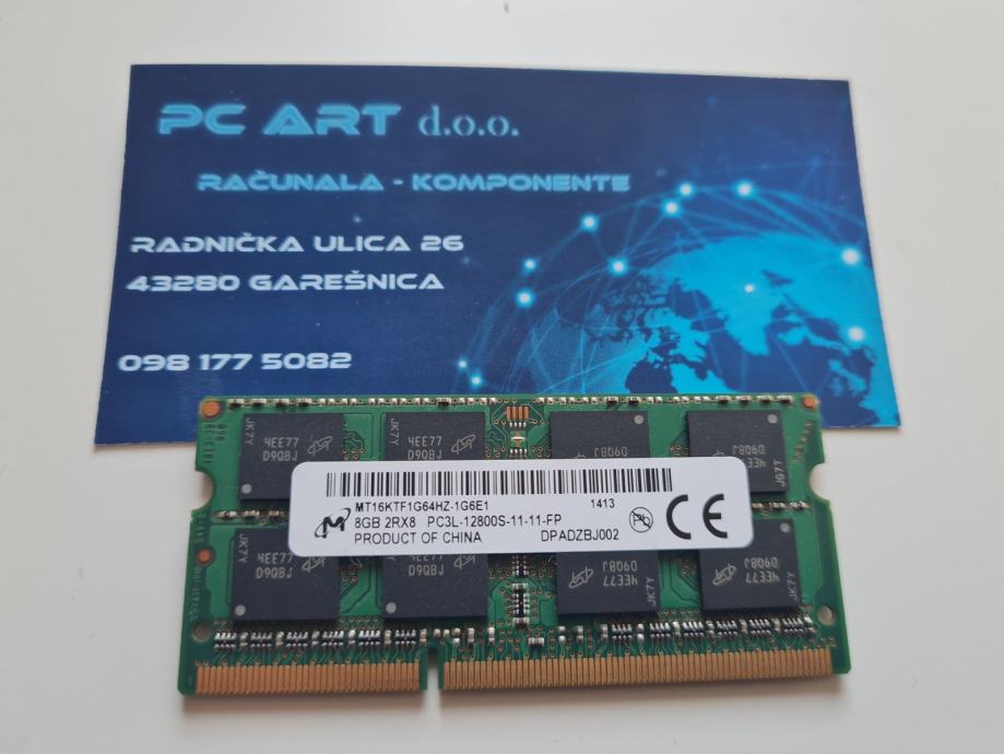 Micron 8GB DDR3, PC3L 12800S, 1600 MHz, SODIMM, Račun / R1 / Jamstvo