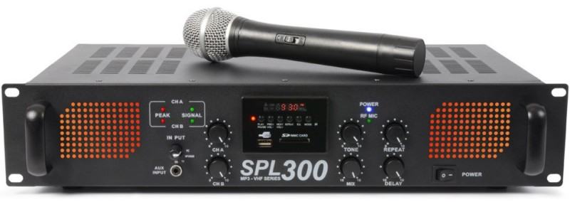Tronios SKYTEC SPL 300VHF MP3 Amplifier Amber LED + EQ Black