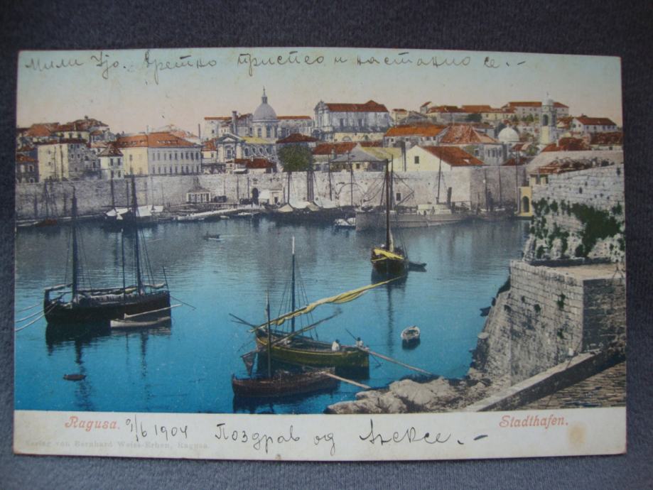 DUBROVNIK POSTCARD 1904 RAGUSA STADTHAFEN RAZGLEDNICA PUTOVALA