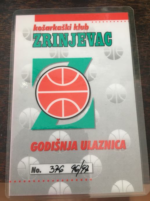 KK Zrinjevac - Godišnja ulaznica 1996/97 g.