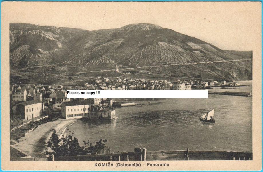 KOMIŽA (Otok Vis) - Panorama * stara predratna razglednica iz 1930-tih