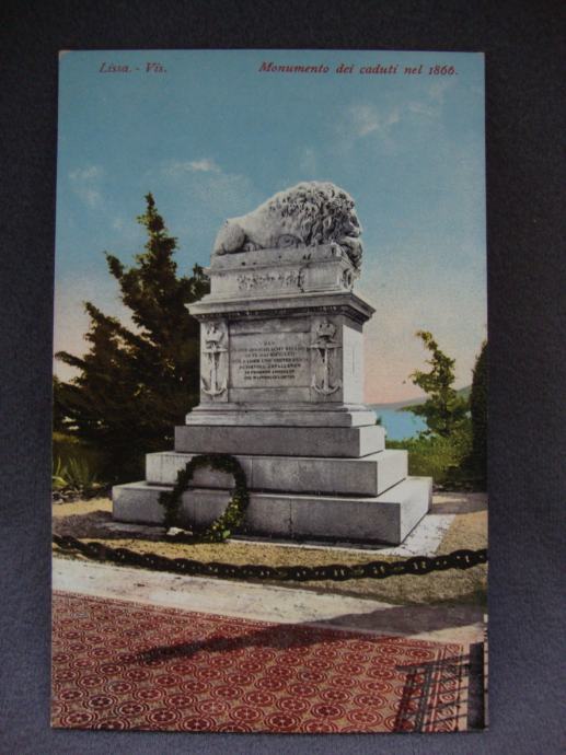 LISSA Vis postcard 1866 - spomenik - dopisnica - otok VIS