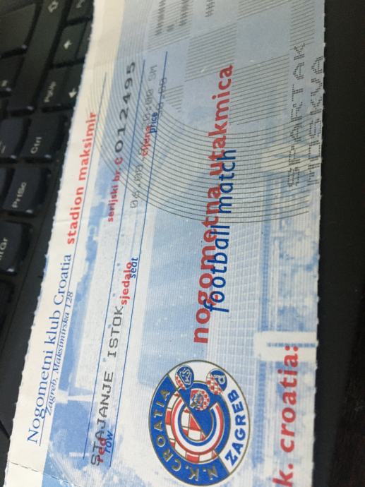 Prodajem Ulaznicu NK Dinamo (croatia) - Spartak Moskva 1996.g.