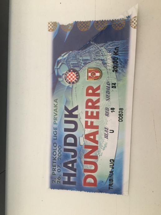 Ulaznica Hajduk Split - Dunaferr 2000.